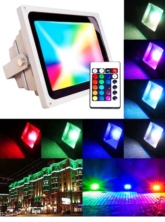 Прожектор RGB 40Вт с пультом